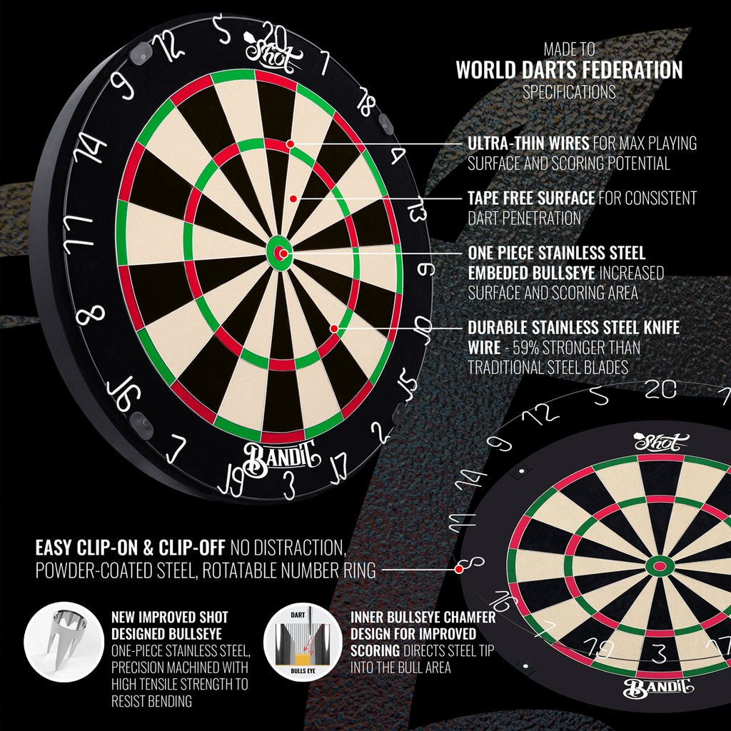 SHOT - BANDIT GENERATION 4 DARTBOARD 2024 - 1st CLASS QUALITY