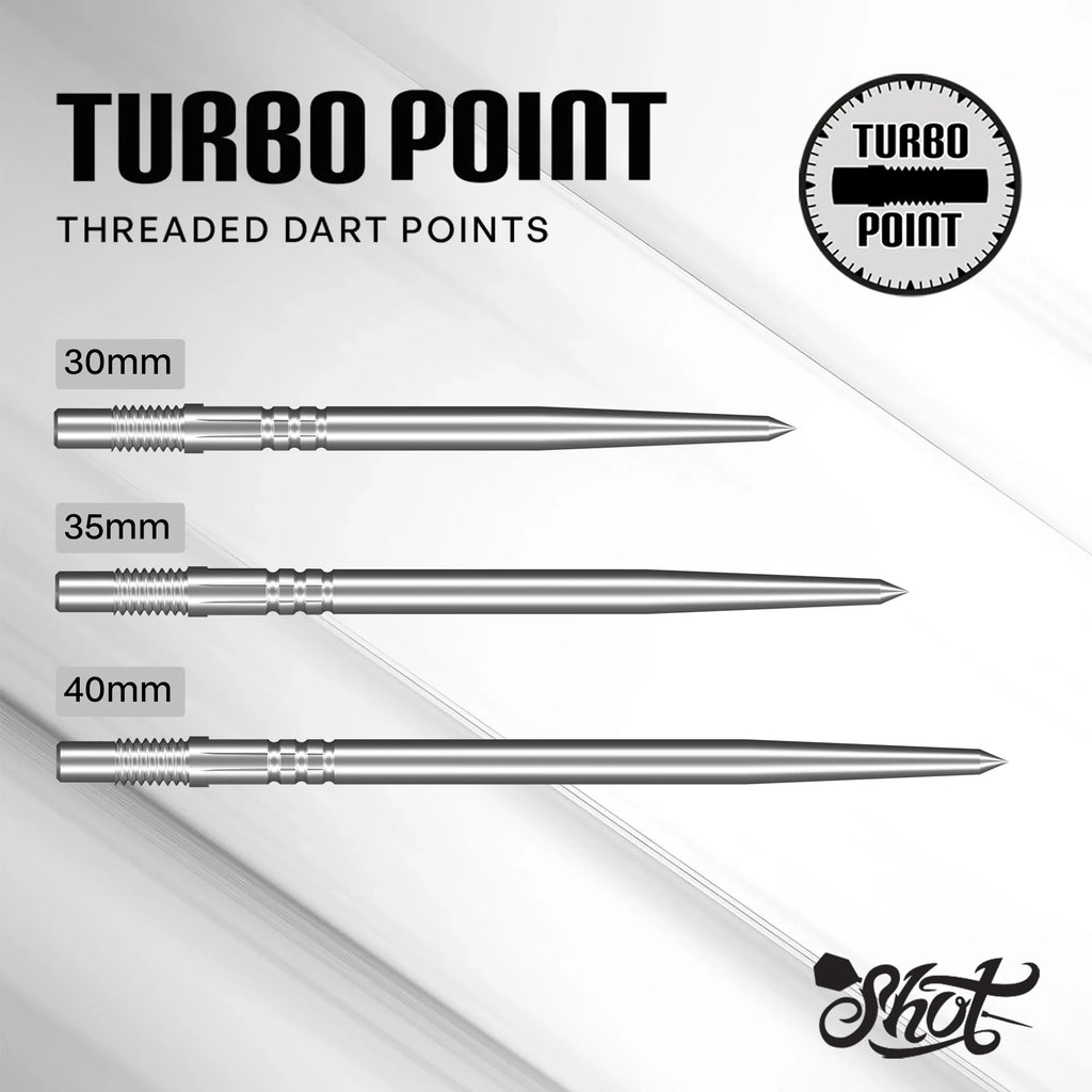 SHOT - TURBO Threaded Steel Dart Points - 30/35/40mm - SILVER