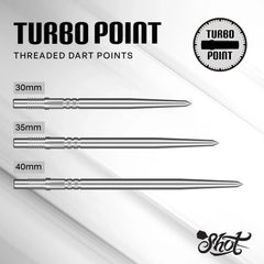 SHOT - TURBO Threaded Steel Dart Points - 30/35/40mm - SILVER