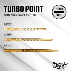 SHOT - KAPENE TURBO Threaded Steel Dart Points - 30/35/40mm - GOLD