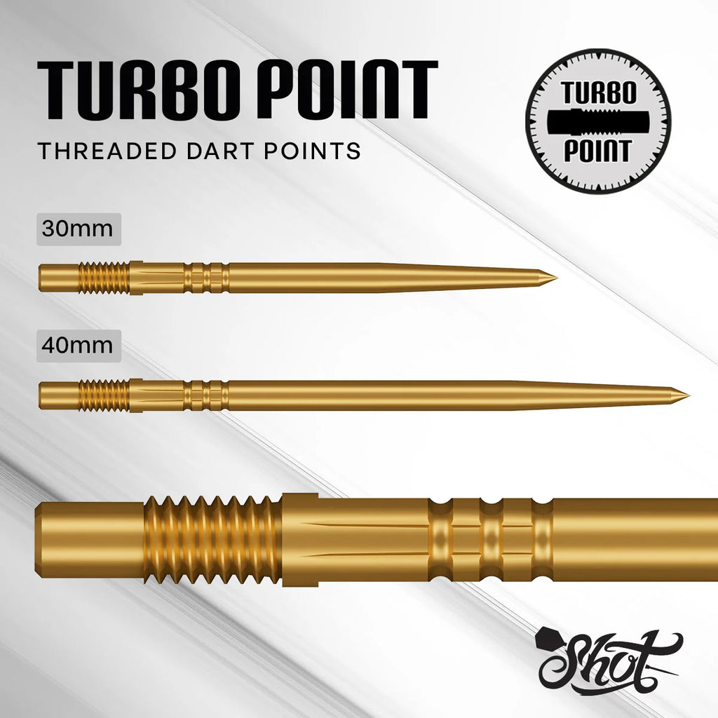 SHOT - TURBO Threaded Steel Dart Points - 30/40mm - GOLD
