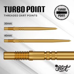 SHOT - TURBO Threaded Steel Dart Points - 30/40mm - GOLD