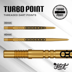 SHOT - GOTHS TURBO Threaded Steel Dart Points - 30/40mm - GOLD