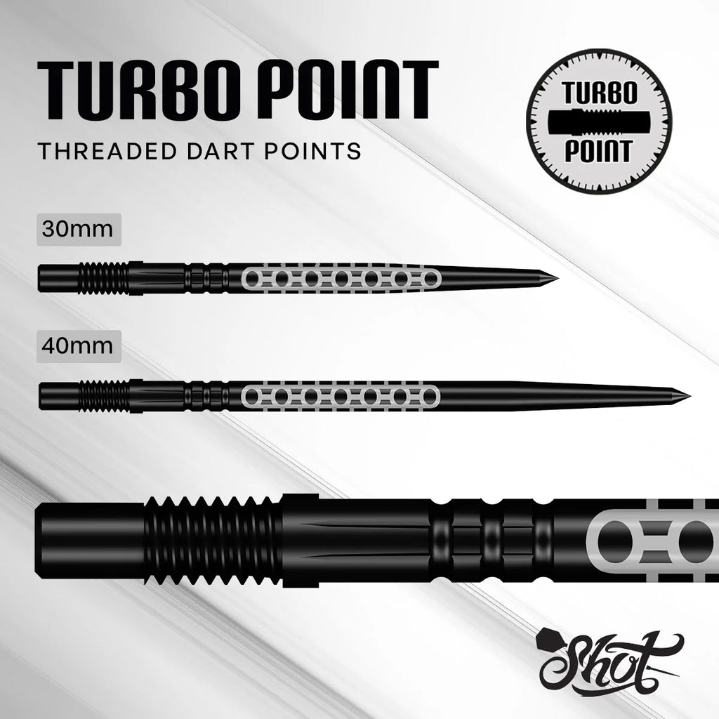 SHOT - GOTHS TURBO Threaded Steel Dart Points - 30/40mm - BLACK