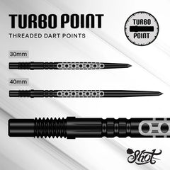 SHOT - GOTHS TURBO Threaded Steel Dart Points - 30/40mm - BLACK