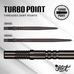 SHOT - TURBO Threaded Steel Dart Points - 30/35/40mm - BLACK