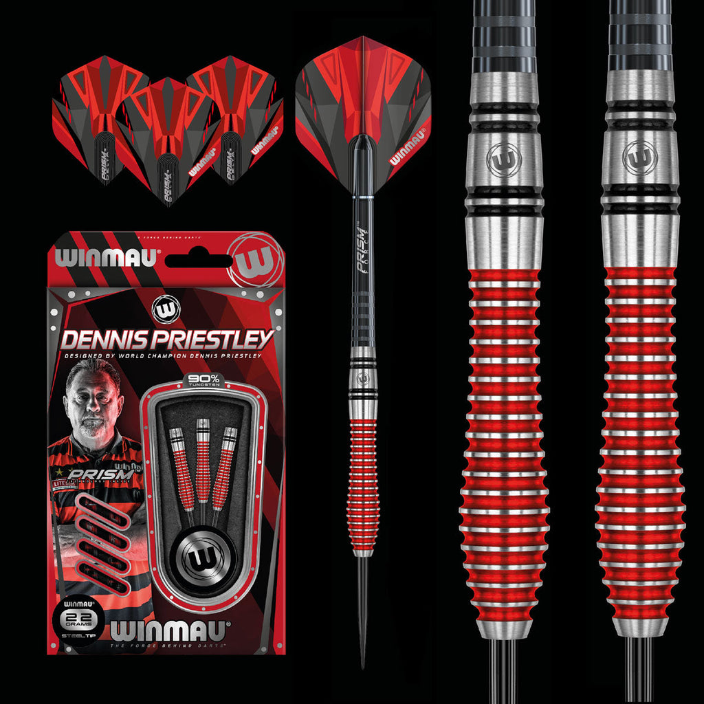 EX DEMO - WINMAU Dennis Priestley Special Edition RED Darts - 90% Tungsten - 26g