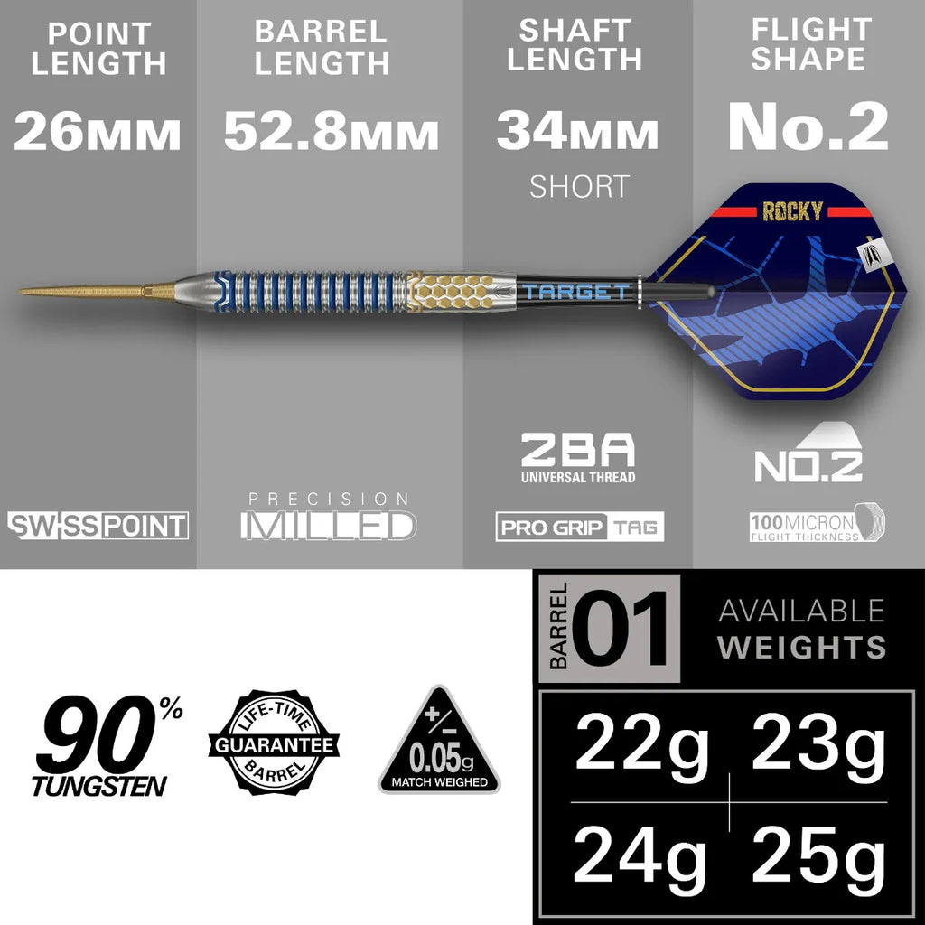 TARGET - 24g - JOSH ROCK G1 Swiss Point Darts - 90% Tungsten