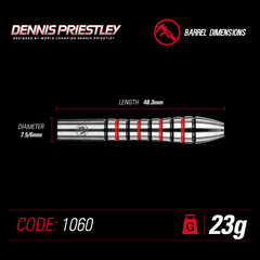 WINMAU Dennis Priestley Darts - 90% Tungsten - 23g