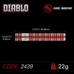 WINMAU - Diablo Straight Barrel - 90% Tungsten Darts - 22g