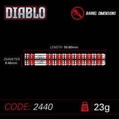 WINMAU - Diablo Straight Barrel - 90% Tungsten Darts - 23g