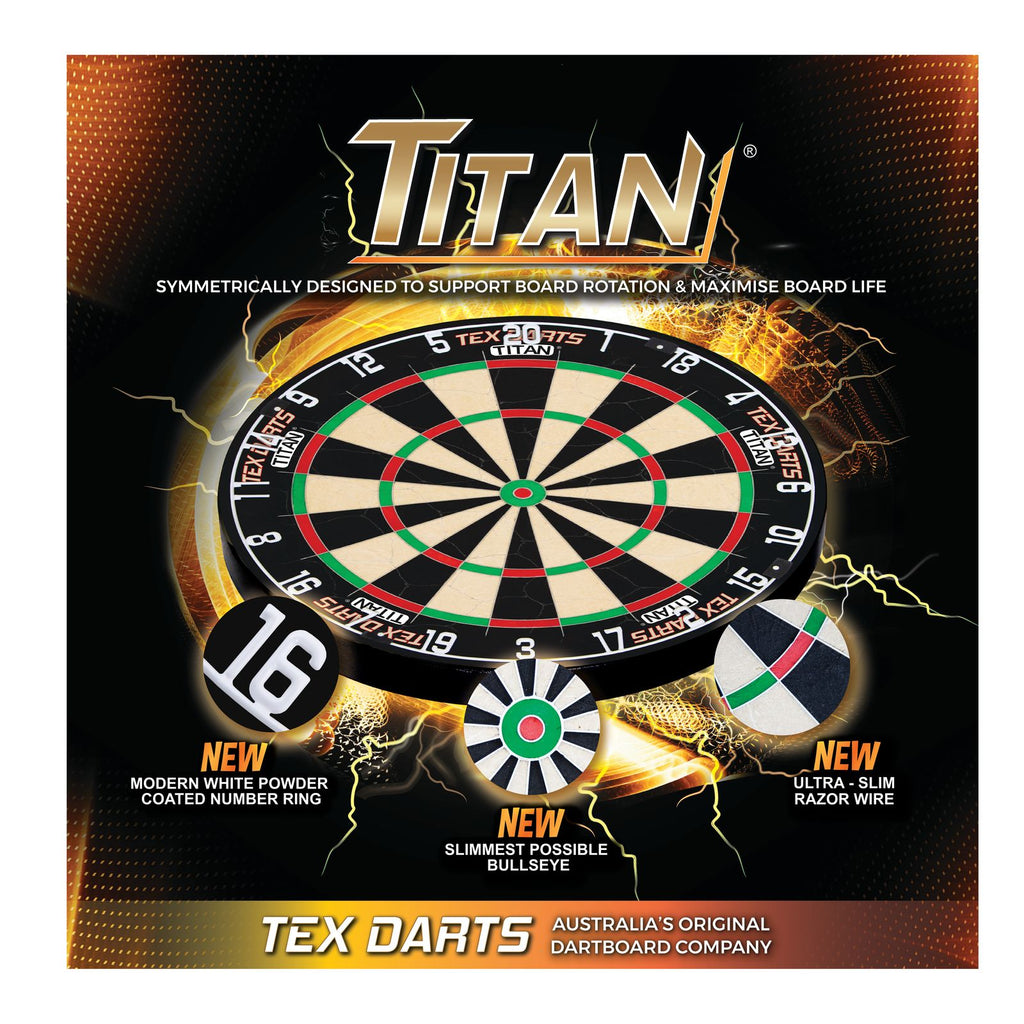 TEX - Titan Pro Dartboard - Superior Tournament Bristle - Symmetric Design