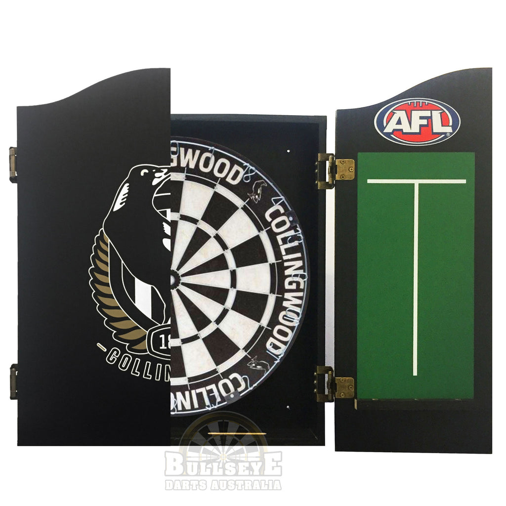 AFL Collingwood Magpies Licensed Dartboard and Cabinet Set