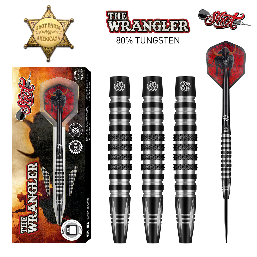 SHOT - Americana The Wrangler - Steel Tip Dart Set - 80% Tungsten - 25g