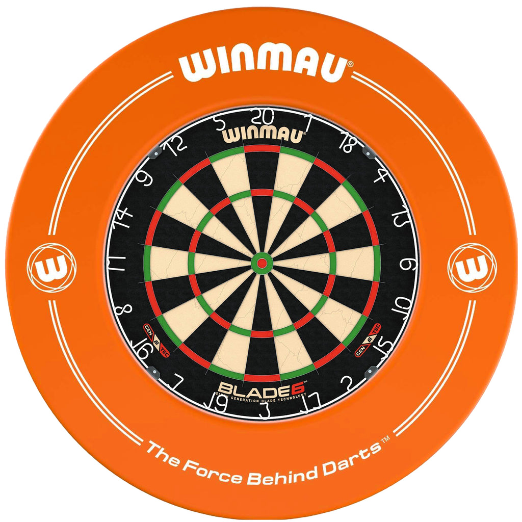 WINMAU - BLADE 6 Dartboard & ORANGE Surround DEAL