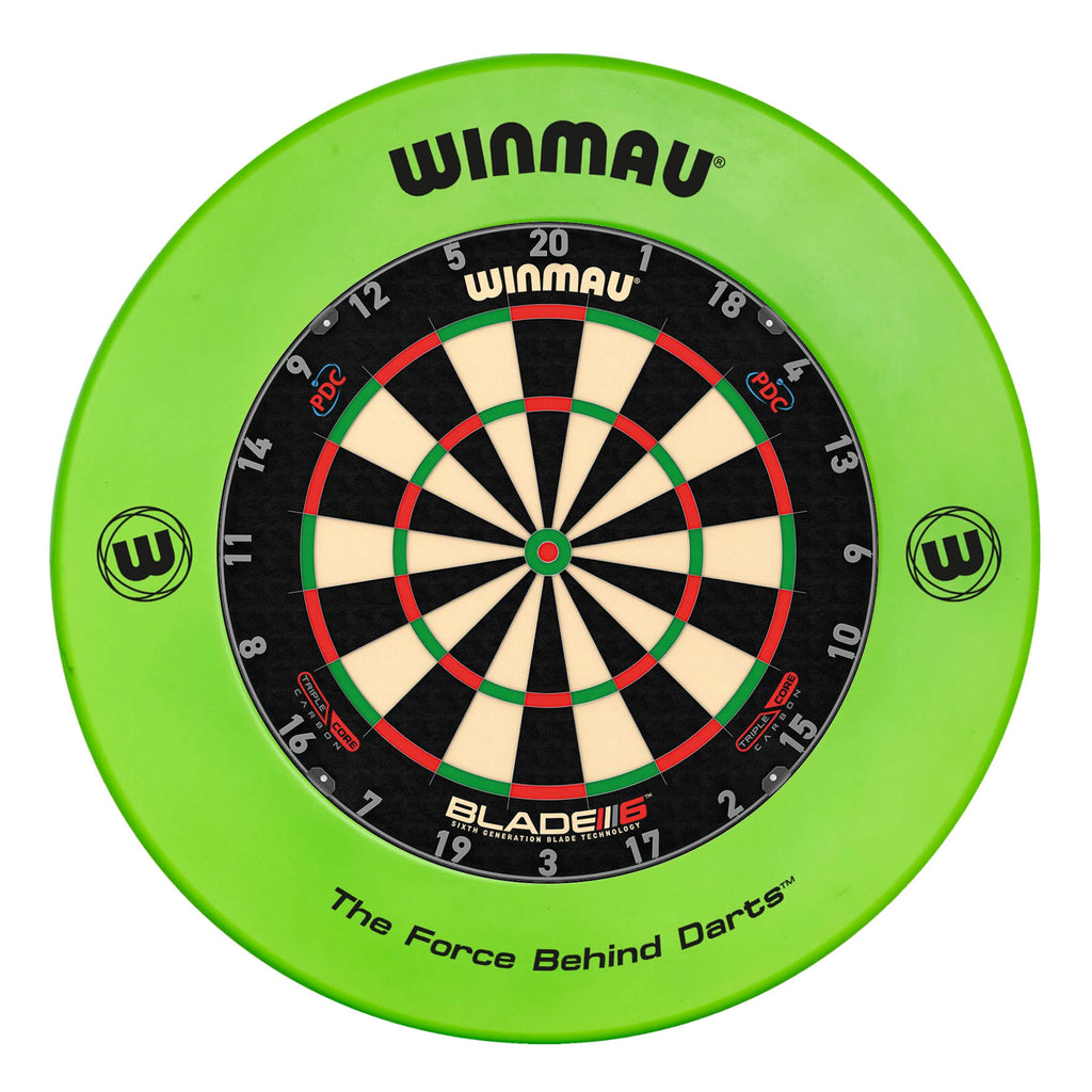 WINMAU - Blade 6 TRIPLE CORE Dartboard & GREEN Surround DEAL