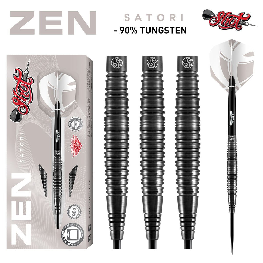 SHOT - Zen Satori Steel Tip Dart Set - 90%Tungsten - 25g