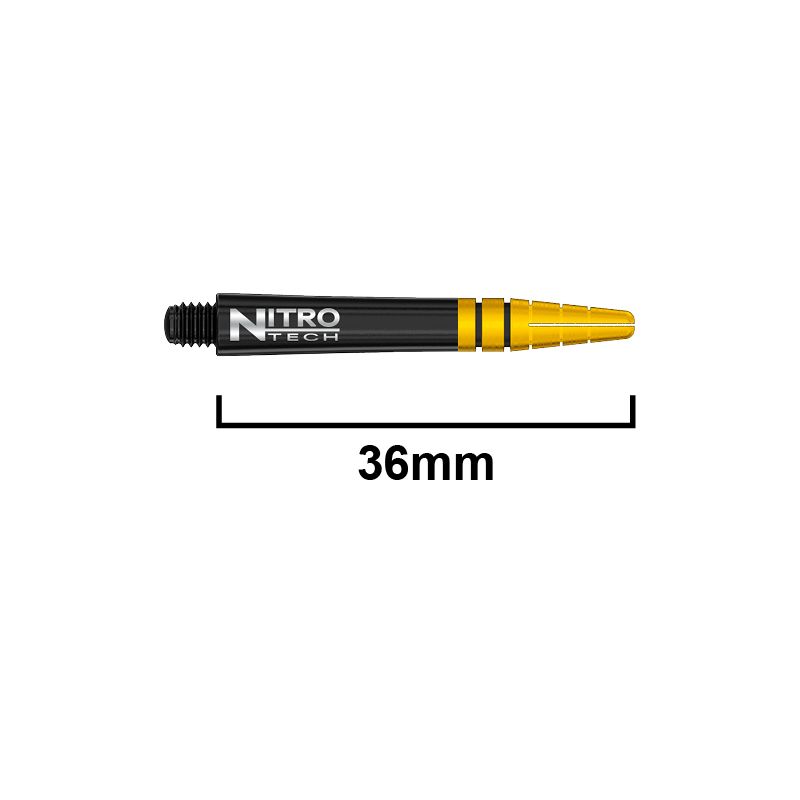 RED DRAGON - Nitrotech Composite Dart Shafts - 36mm Short Black & Gold
