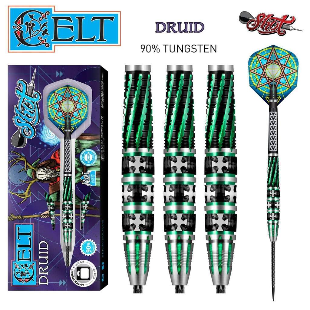 SHOT - Celt Druid Steel Tip Dart Set - 90% Tungsten - 24g