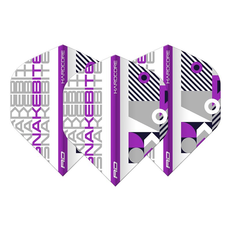 RED DRAGON - Hardcore Snakebite Stack White & Purple Dart Flights