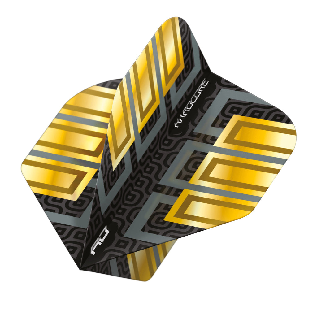 RED DRAGON - Hardcore Premium Metallic Block Flights - Black and Gold