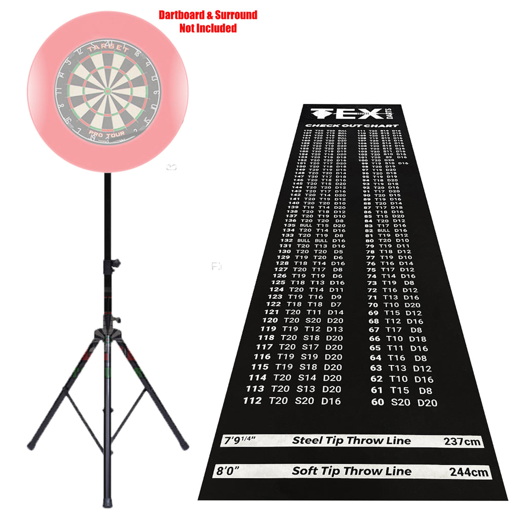 Portable Darts TRIPOD STAND and TEX CHECKOUT MAT Combo