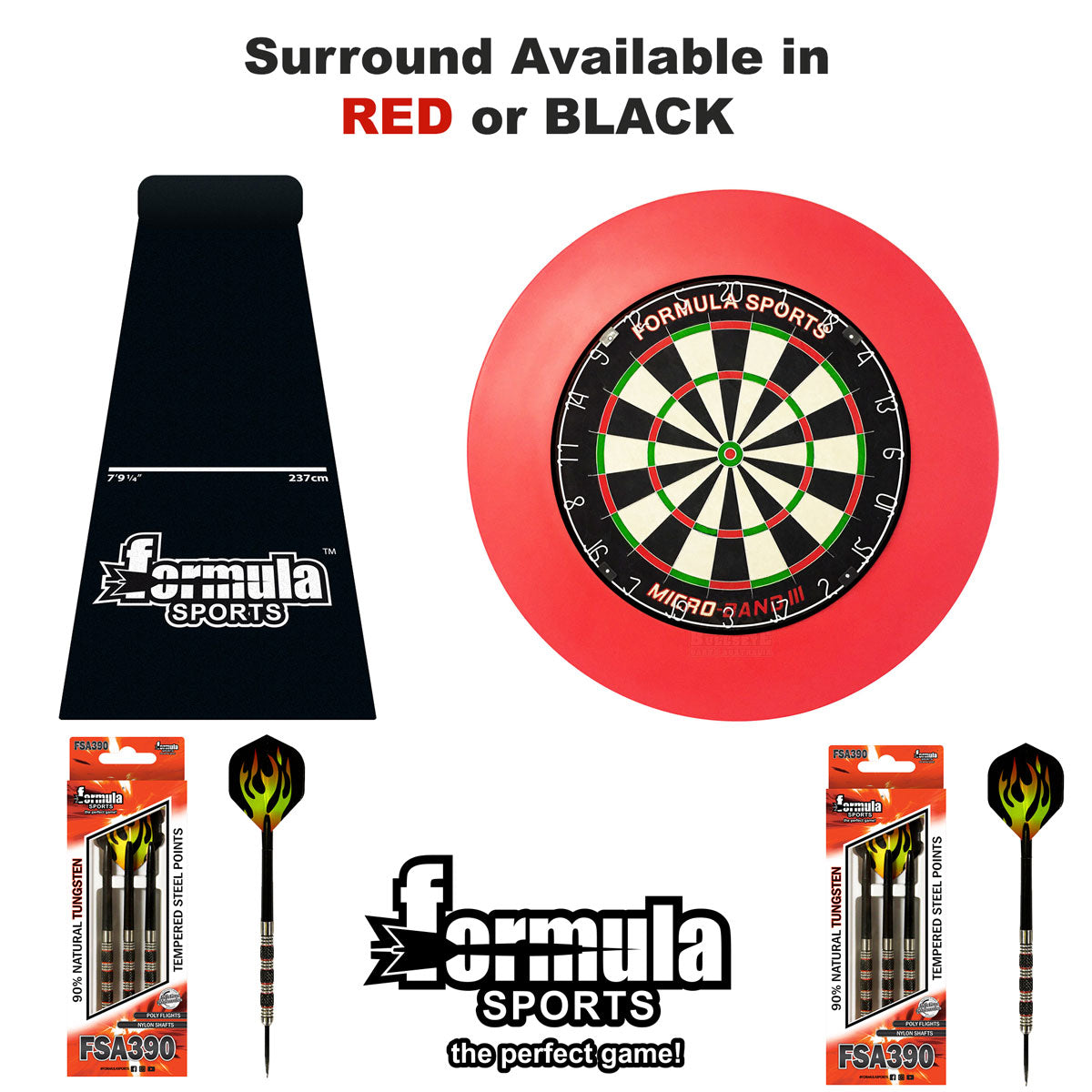 Formula Top Gun PRO Set Inc. Dartboard, Surround, Mat & 2 Sets 90 Tun