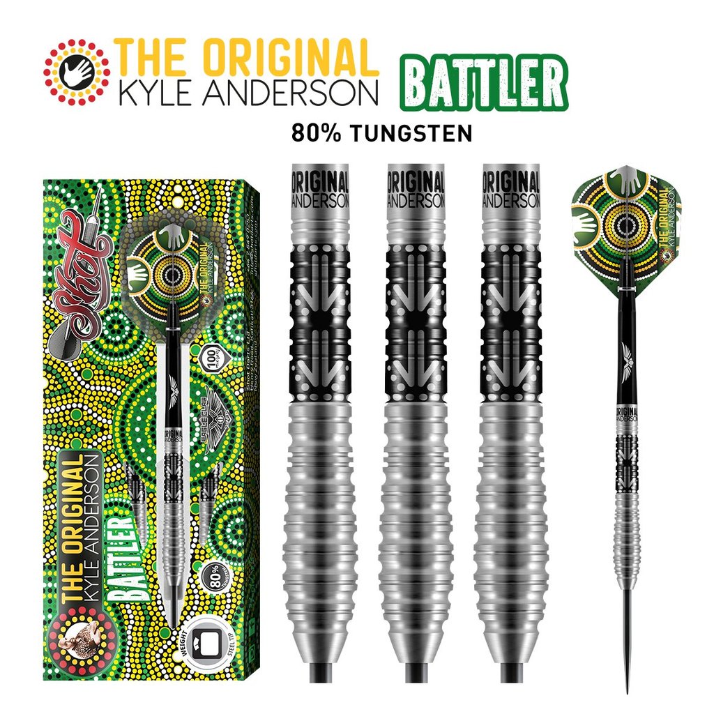 SHOT Kyle Anderson Battler Darts - 80% Tungsten Barrels - 22gm