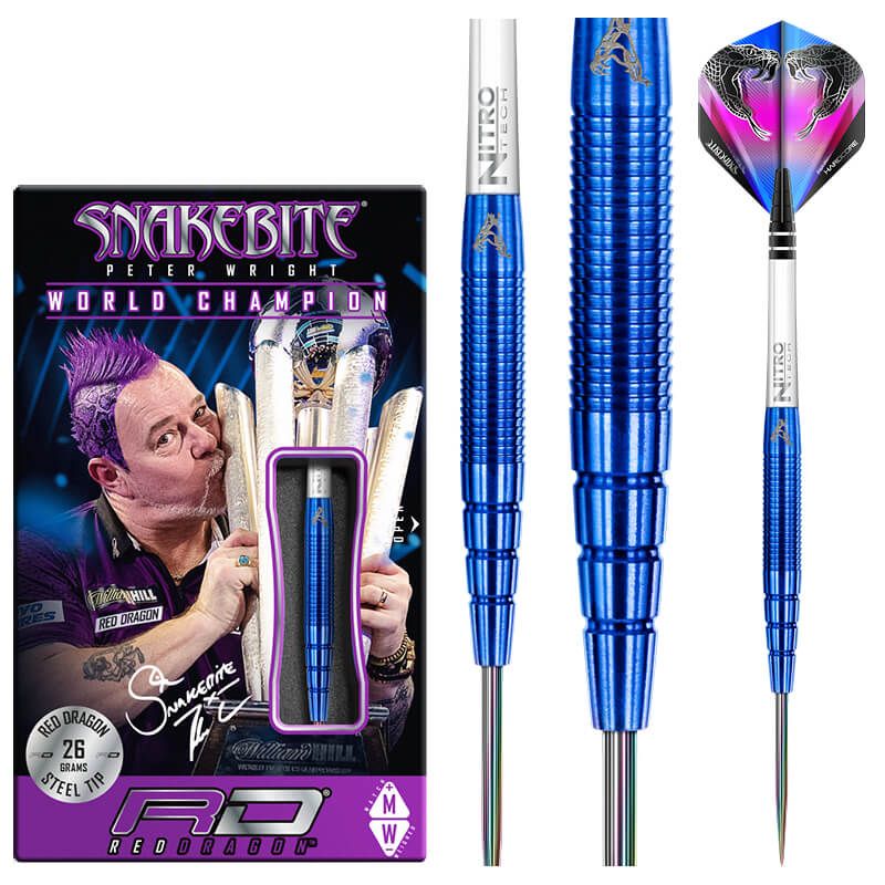 RED DRAGON Peter Wright Snakebite BLUE PL15 Darts - 90% Tungsten - 22g