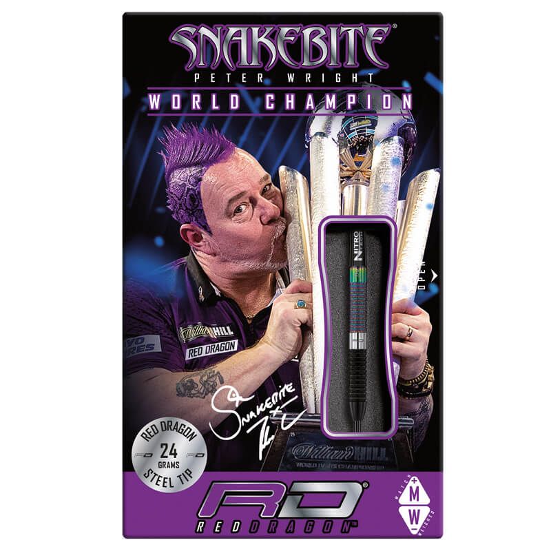 RED DRAGON - Peter Wright Snakebite WC Diamond Fusion Darts - 90% Tungsten - 24g