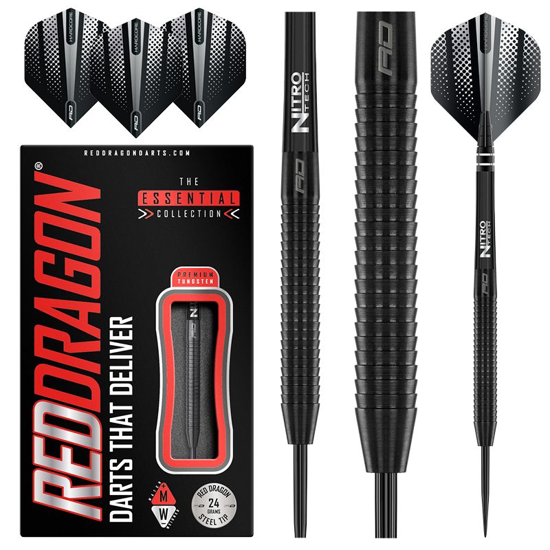 RED DRAGON - Razor Edge Black Darts - 85% Tungsten - 24g