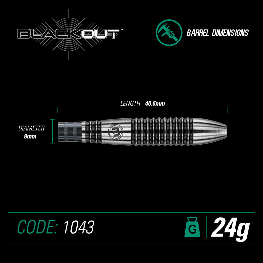 WINMAU Blackout Bomb Barrel Darts - 90% Tungsten - 26g