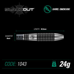 WINMAU Blackout Bomb Barrel Darts - 90% Tungsten - 24g