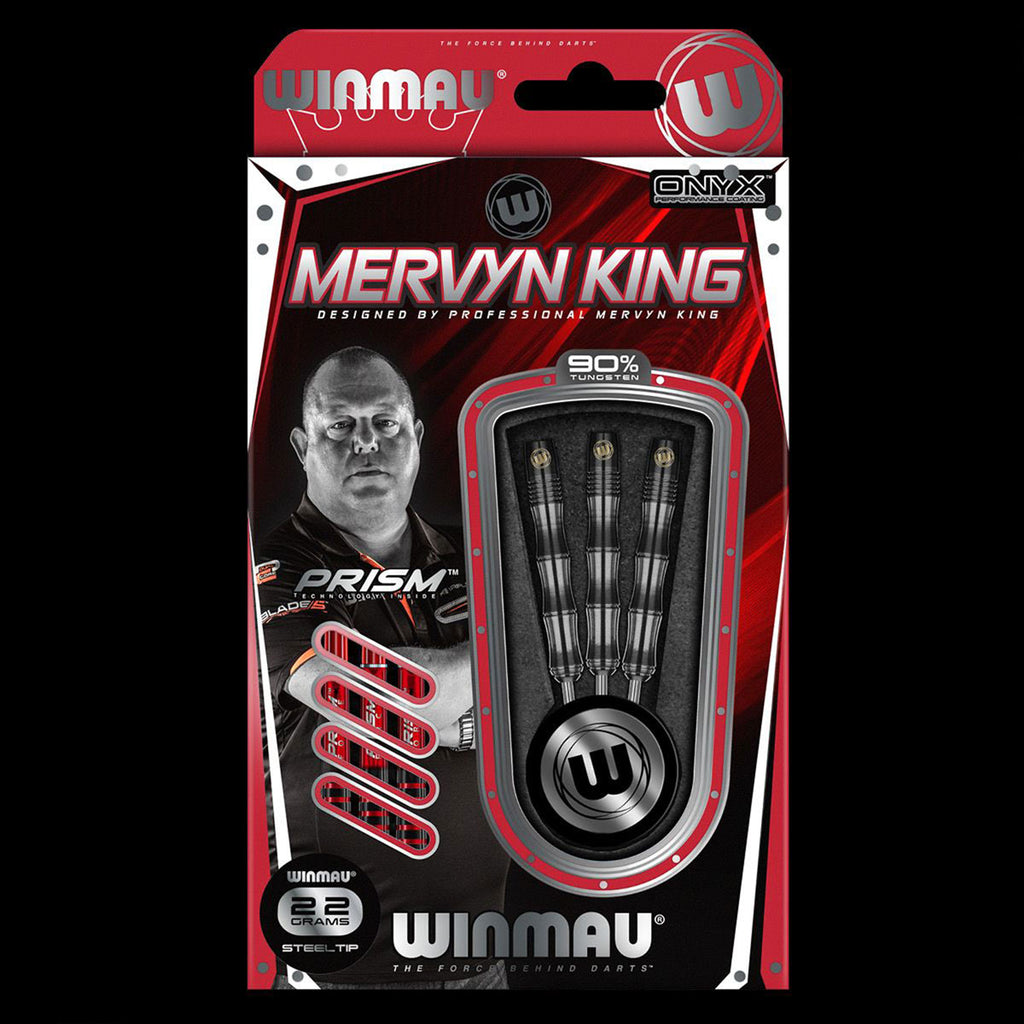 Winmau Mervyn King Onyx Darts - Black Titanium PVD Grip 22g