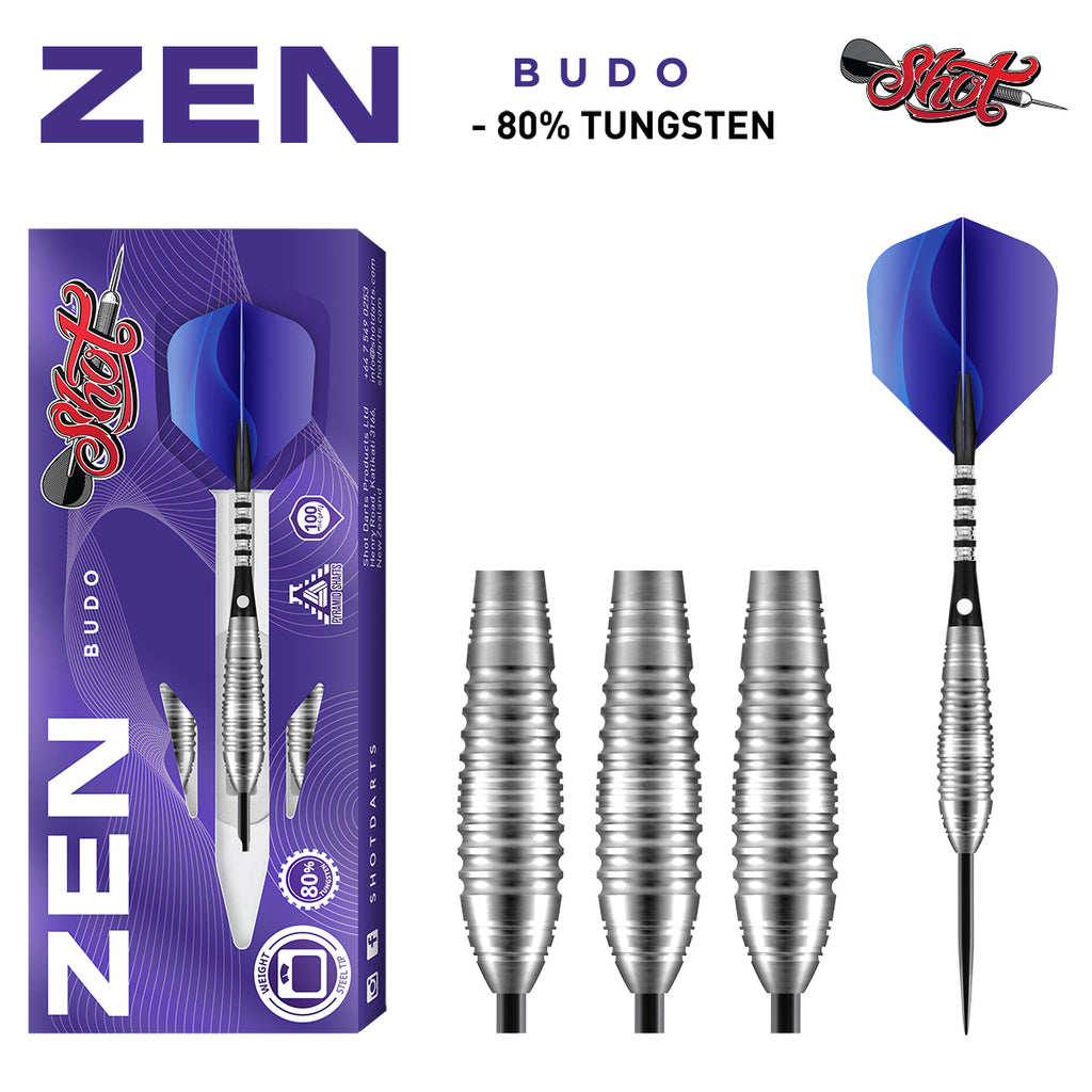 SHOT - Zen Budo Steel Tip Dart Set - 80%Tungsten - 23g