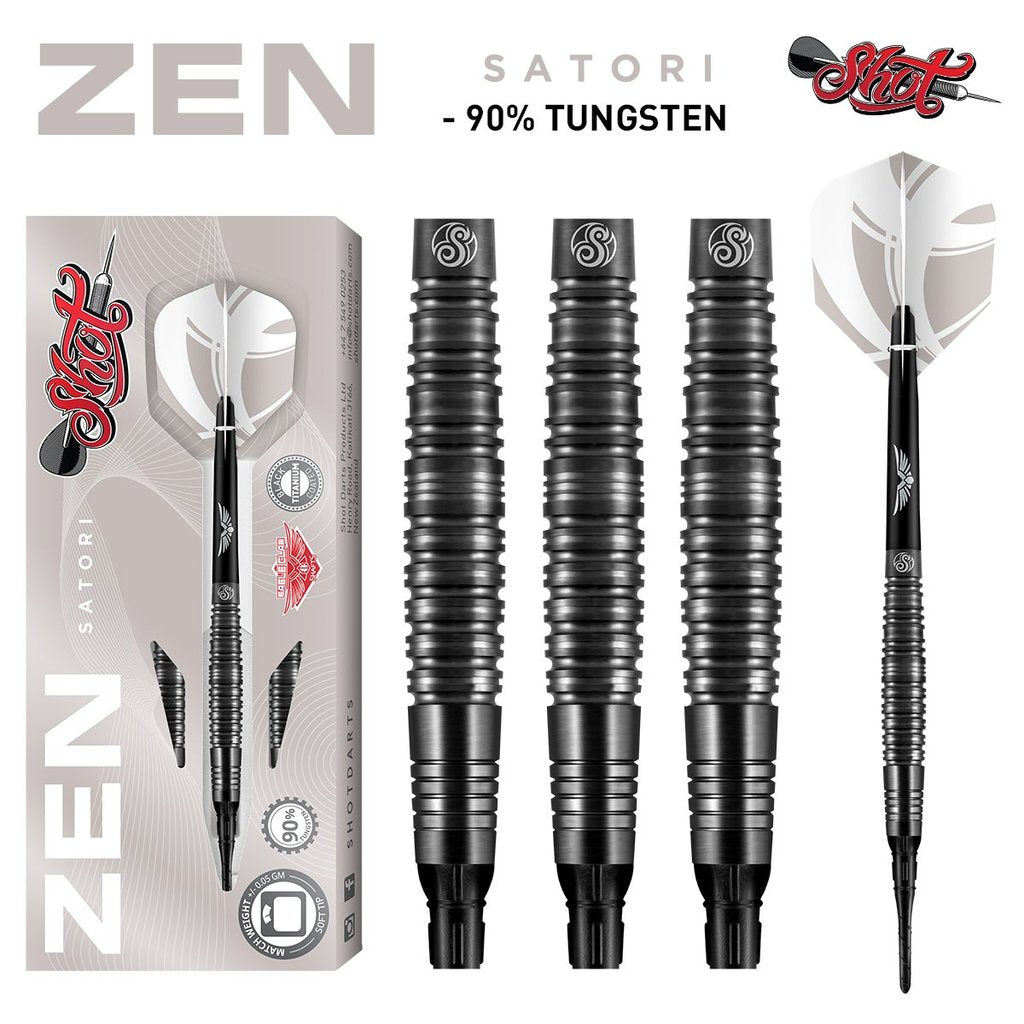 SHOT Zen Satori Soft Tip Dart Set - 90% Tungsten - 18g