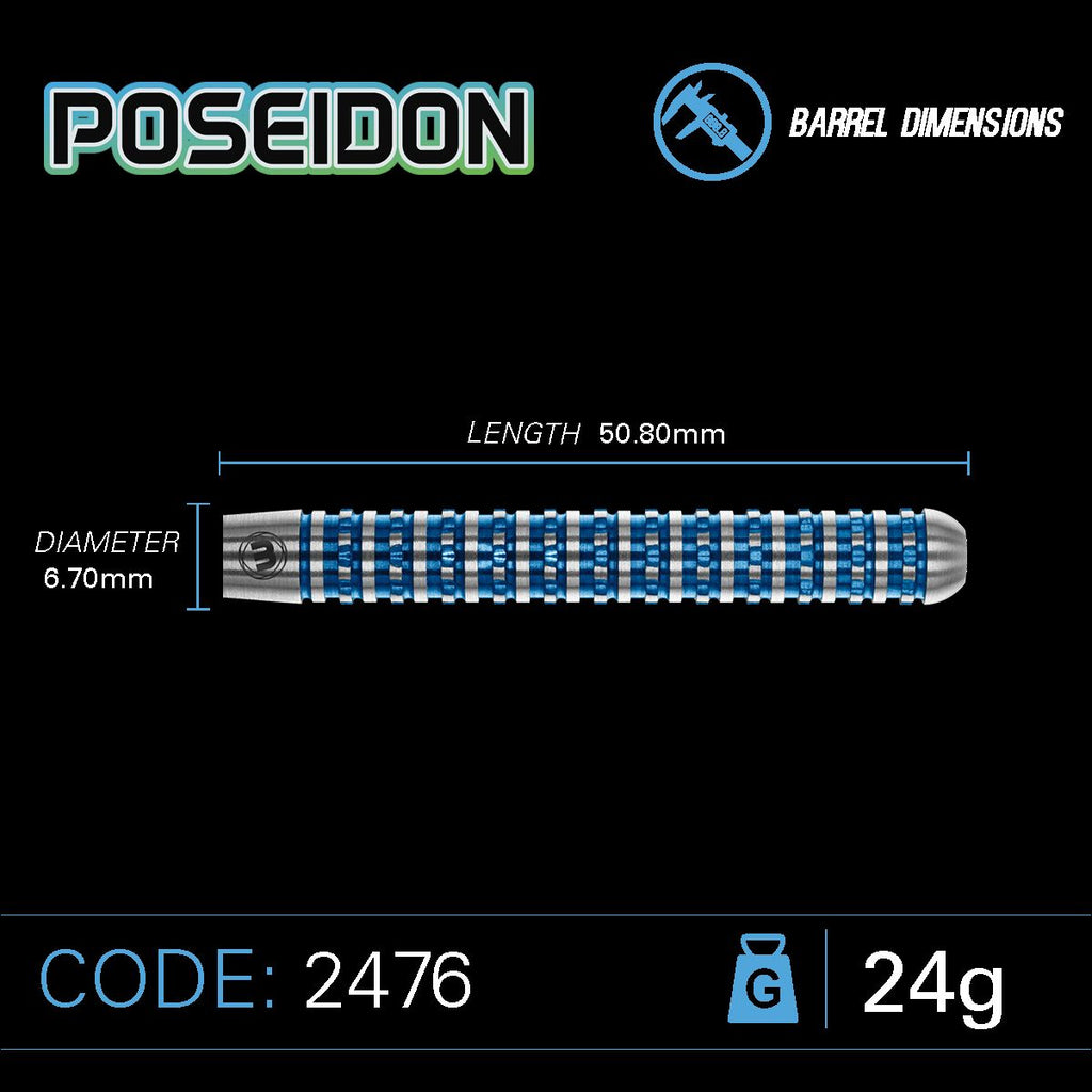 WINMAU - Poseidon - 90% Tungsten Darts - 24g