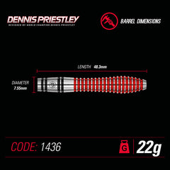 WINMAU Dennis Priestley Special Edition RED Darts - 90% Tungsten - 22g